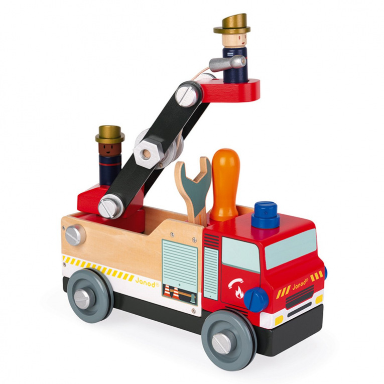 Jouet en bois, le camion de pompier coloré - Un petit génie