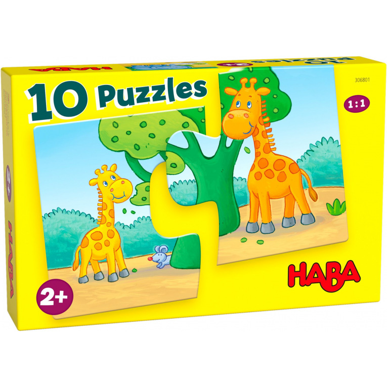 long Pijlpunt Leerling Haba 10 puzzels 2 stukken wilde dieren